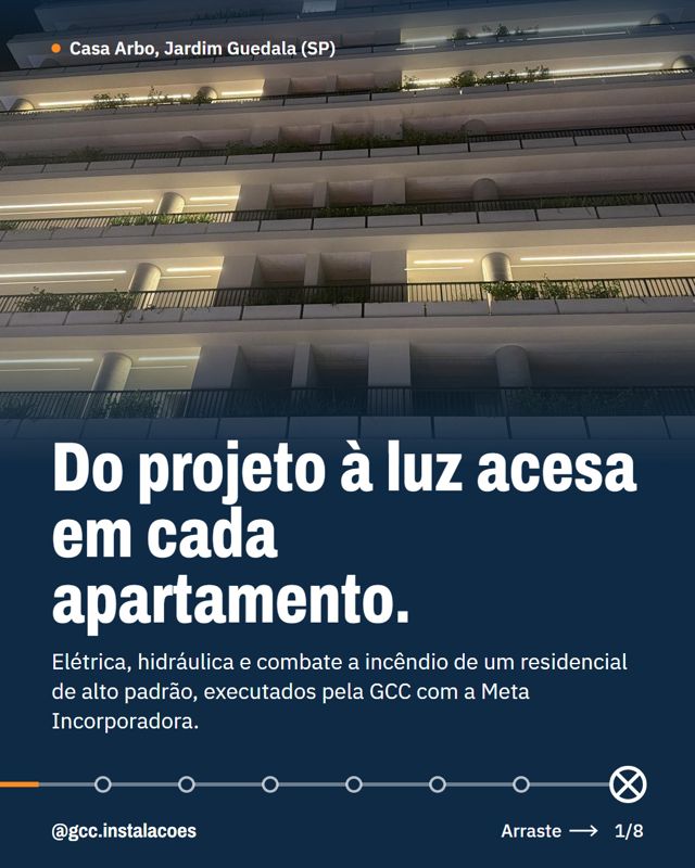 Publicação da GCC no Instagram: Do projeto à luz acesa em cada apartamento, no Casa Arbo